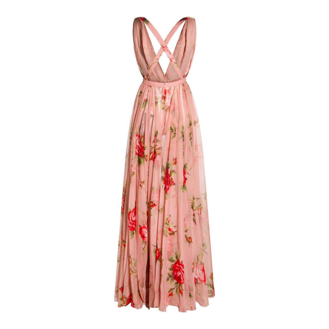 Dolce & Gabbana Pink Silk Floral Maxi Dress
