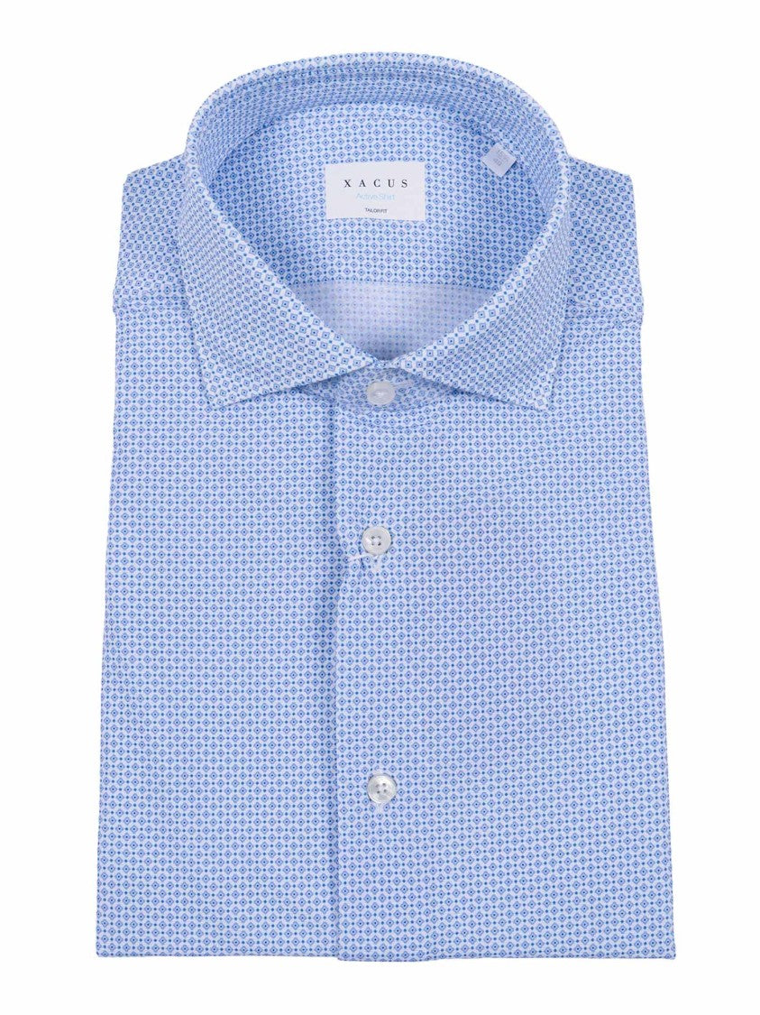 Xacus Light Blue Geometric Dress Casual Shirt