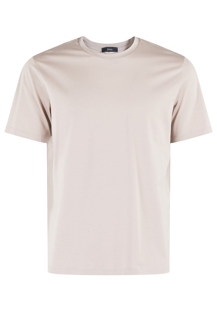 Herno Chantilly Stretch Cotton T-Shirt With Round Neckline