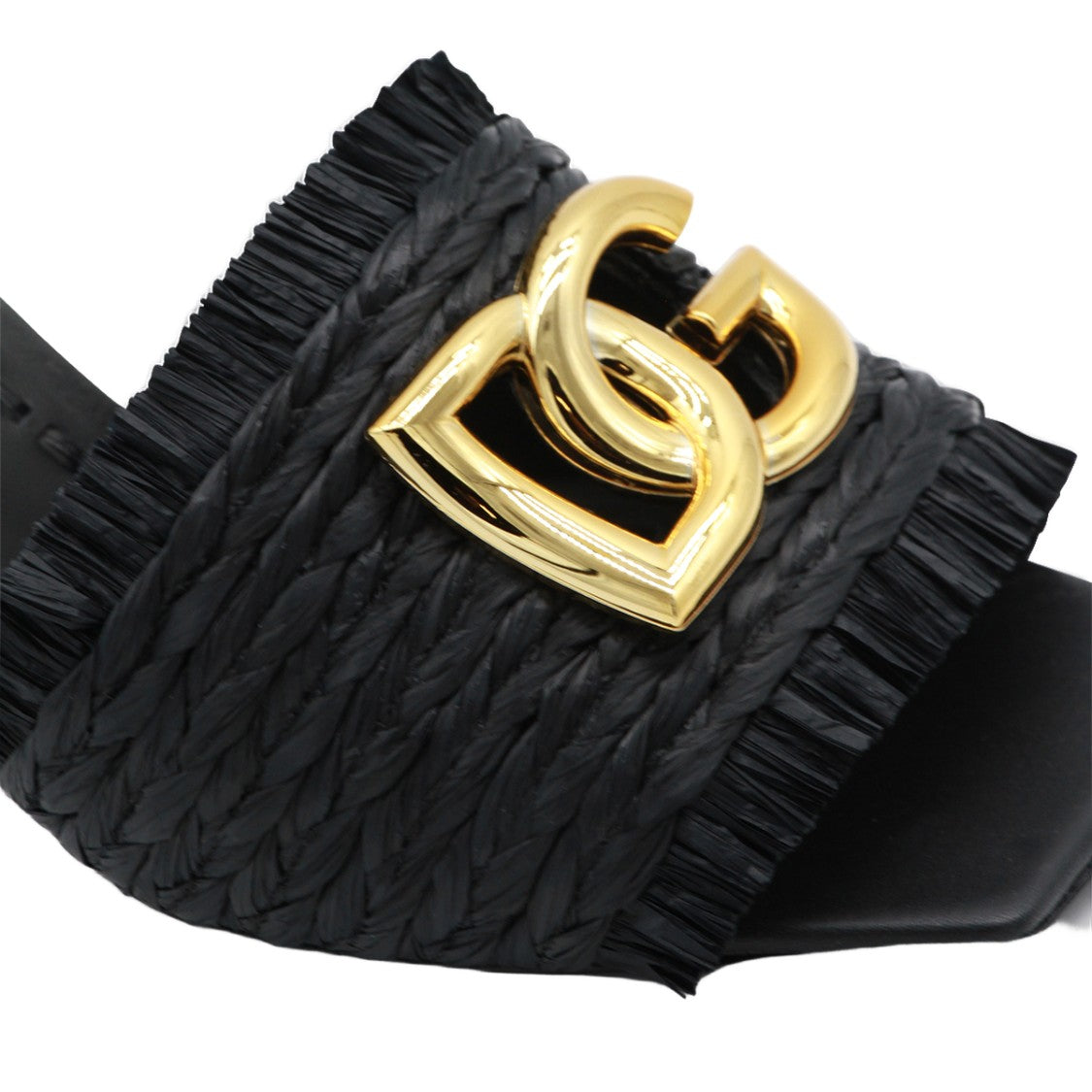 Dolce & Gabbana Open-Toe Black Sandals With Woven Texture