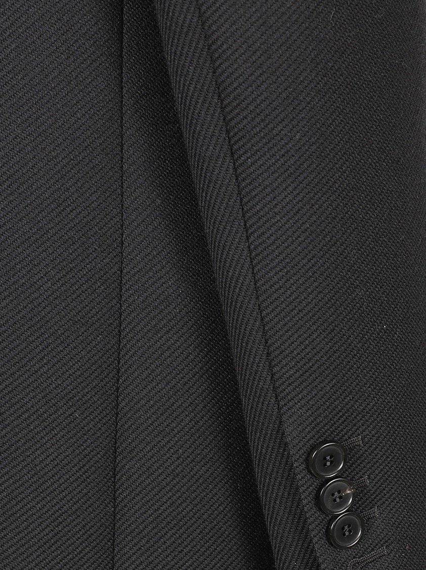 Maison Margiela Tailored Double-Breasted Black Coat With Textured Weave