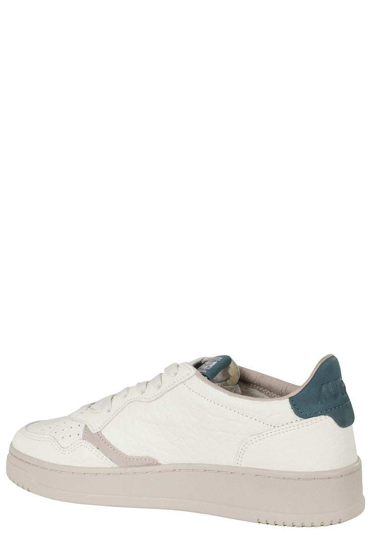 Autry Cream Green Medalist Low Leather Sneakers