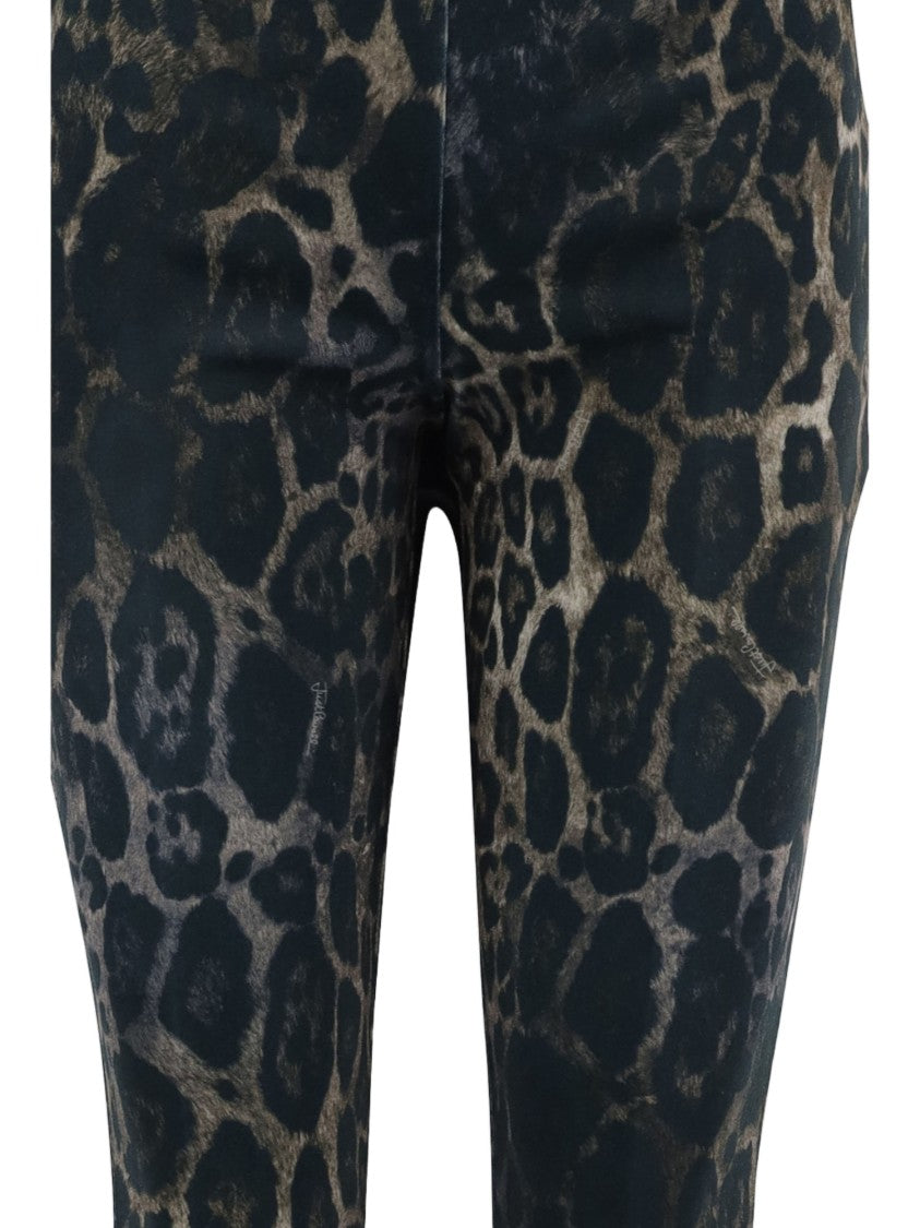 Just Cavalli Fitted Leopard Print Flared Pants With Stretchy Fabric