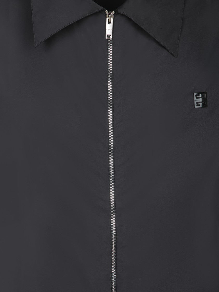 Givenchy Nylon Front Zip Shirt With Classic Collar And Subtle Logo