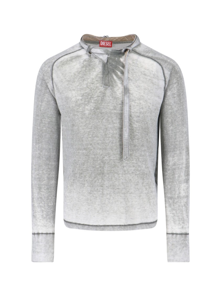 Diesel Grey T-Ecla Ribbed Lace-Up Sweater
