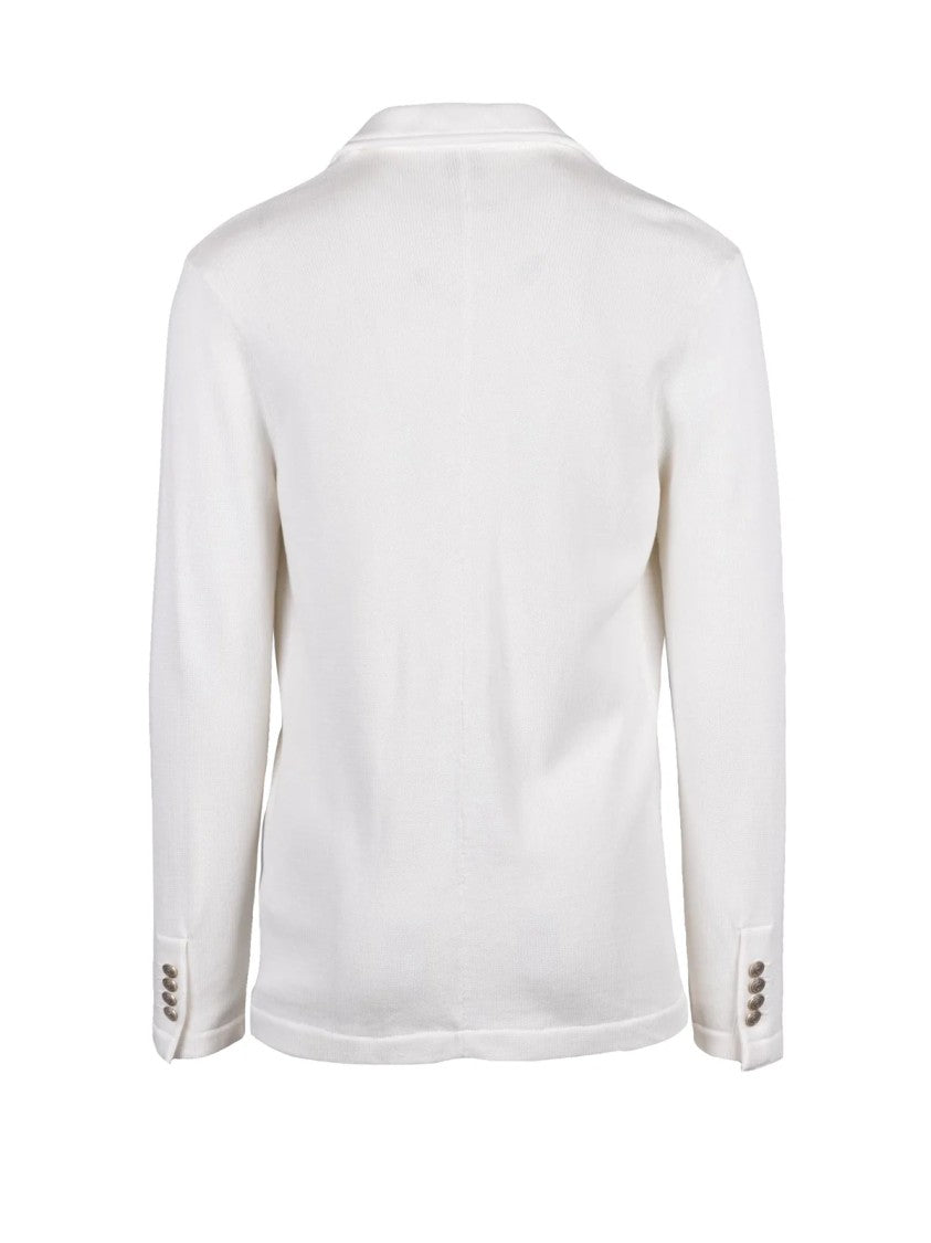 Eleventy White Knitted Cotton Blazer Jacket