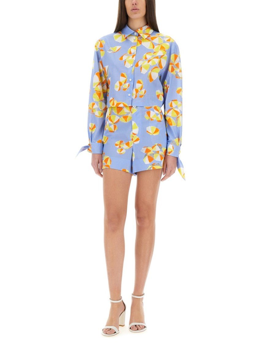 Moschino "Beach Umbrellas" Cropped Shirt