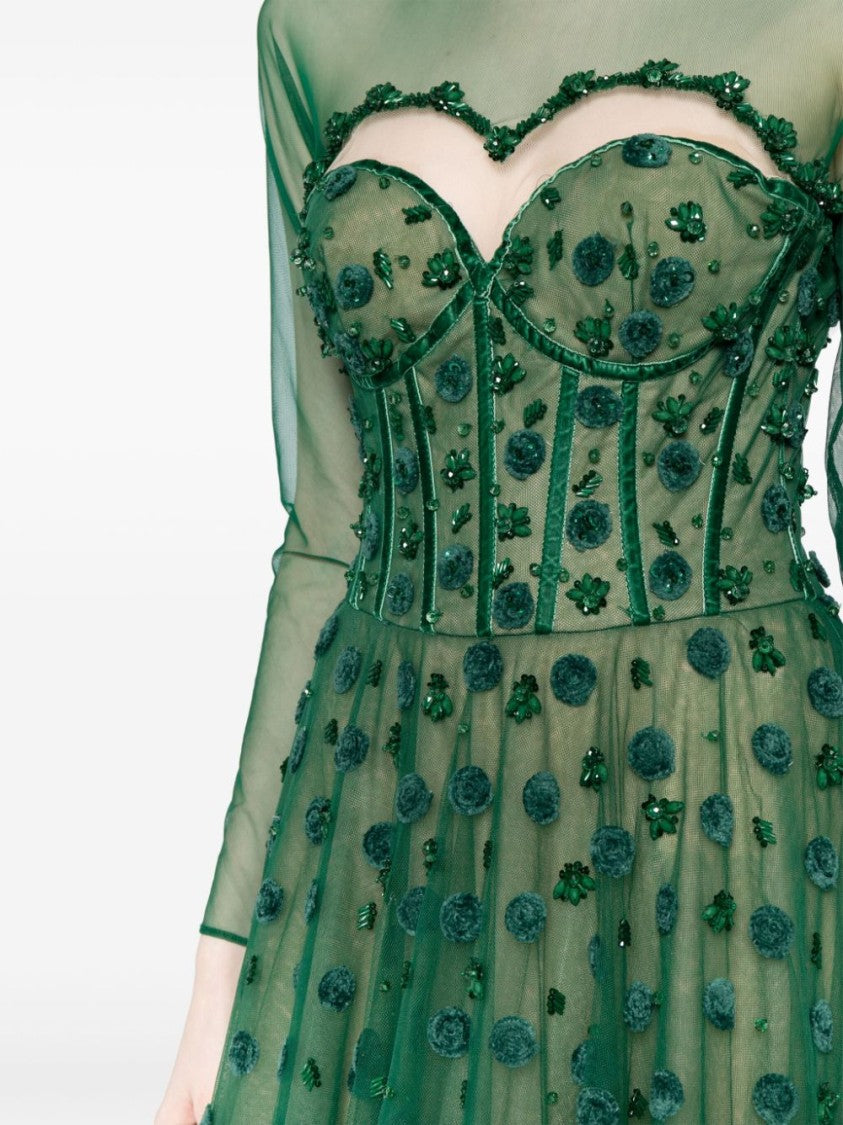 Saiid Kobeisy Beaded Tulle Dress With Polka Dots