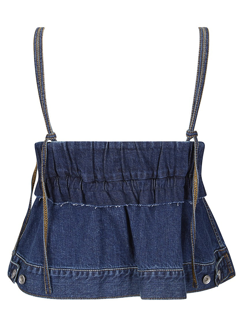 Sacai Classic Blue Denim Pullover With Buttoned Collar And Front Pocket