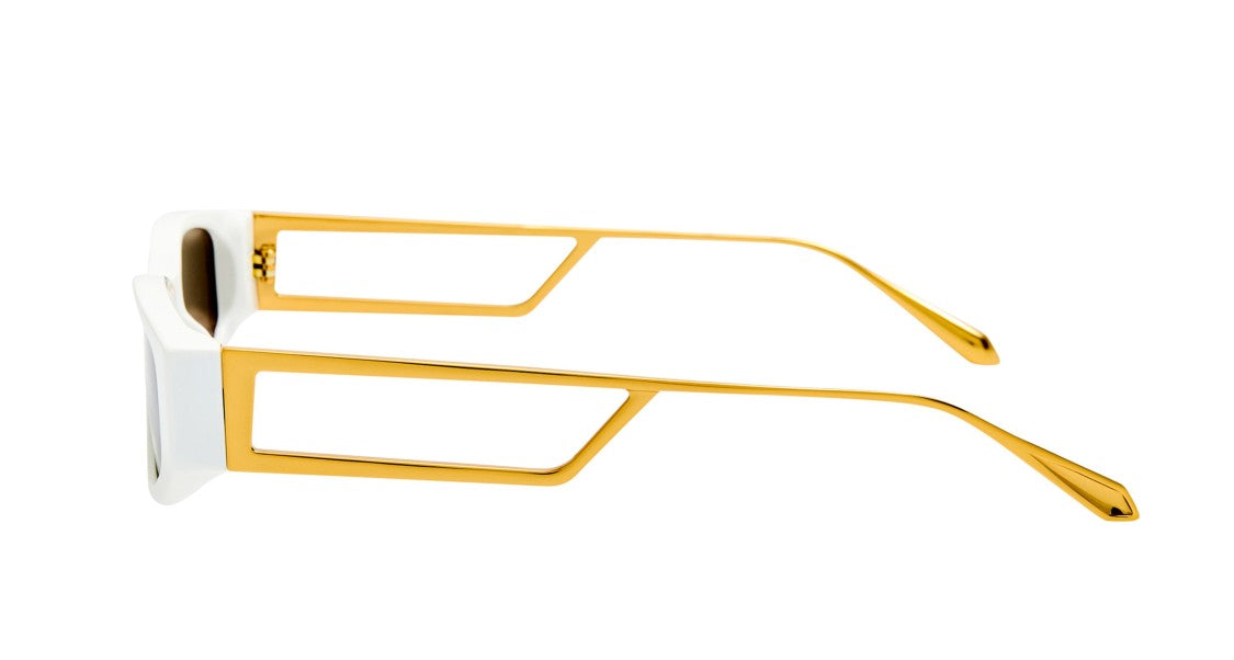 Linda Farrow Lfl Oversized White Frame Sunglasses With Gold-Tone Temples