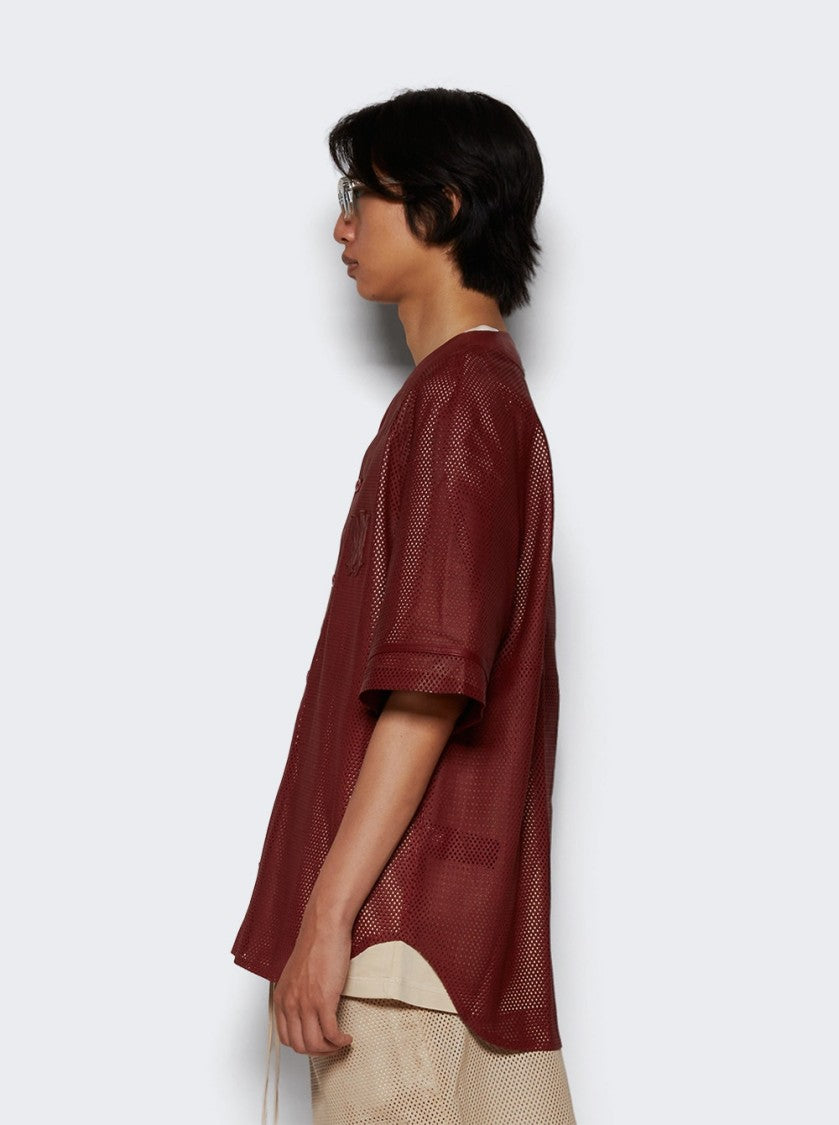 Amiri Ma Perforated Baseball Shirt Sun Dried Tomato