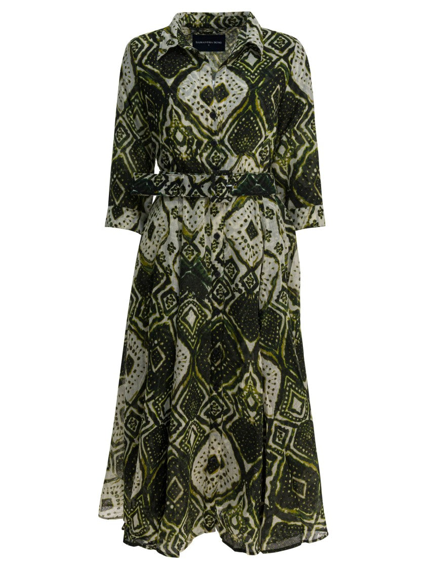 Samantha Sung Flowing Midi Dress With Geometric Pattern