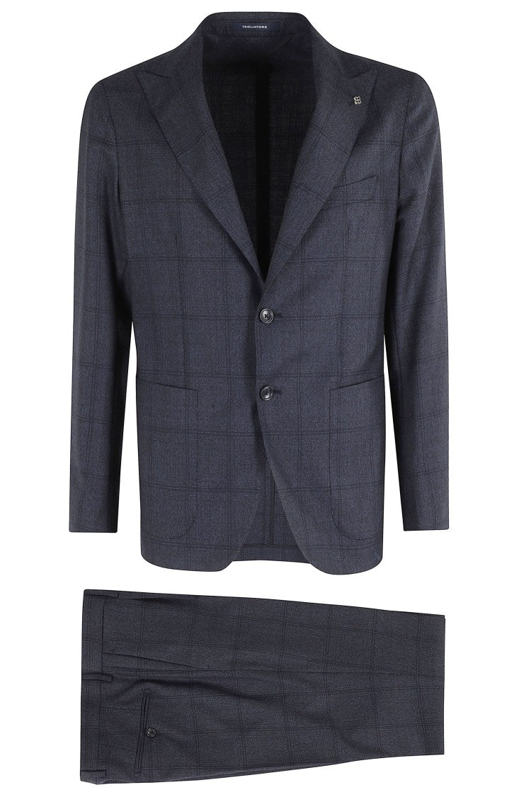 Tagliatore Glen Plaid Suit With Peaked Breast