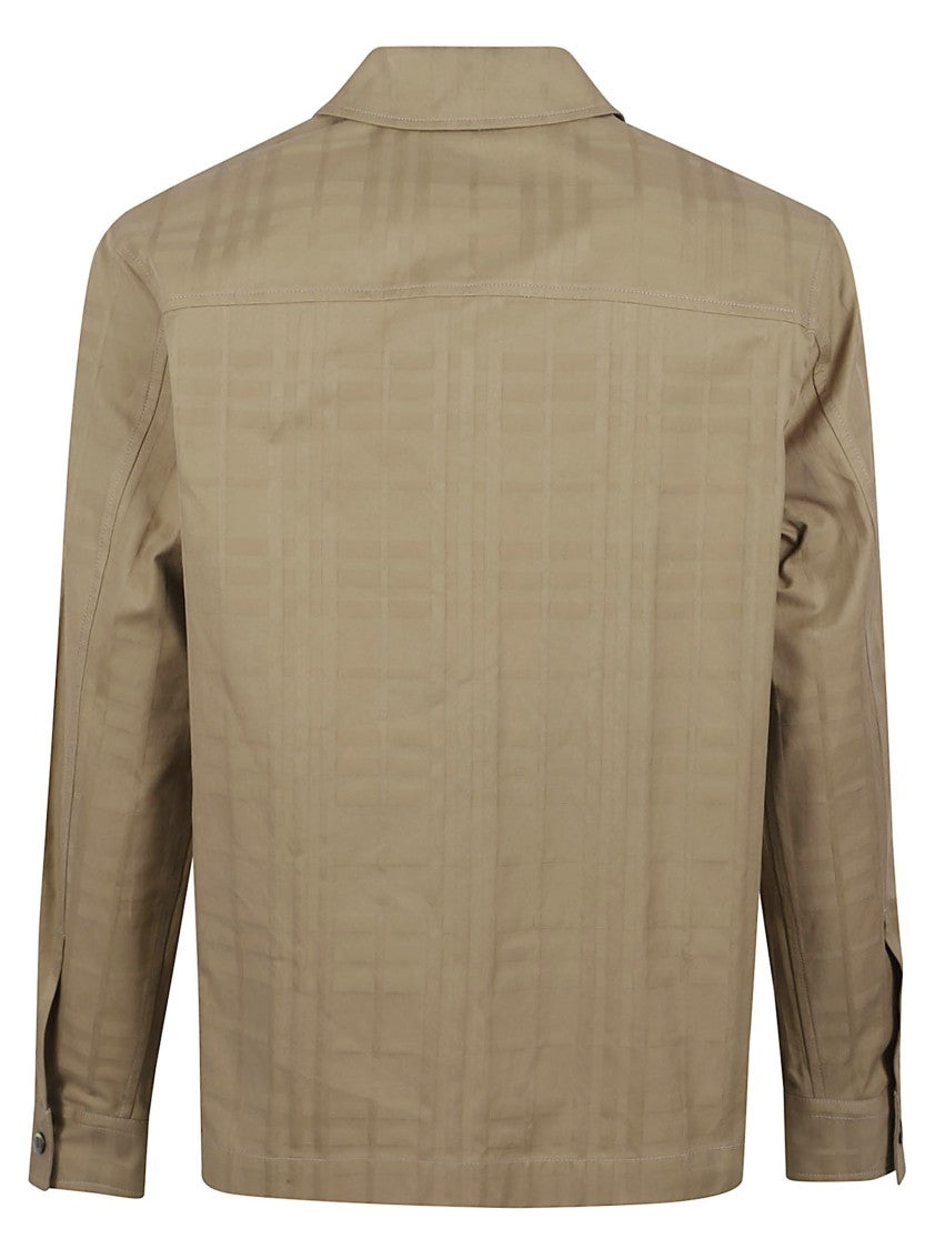 Burberry Brown Cotton Long-Sleeve Zip-Up Shirt With Classic Collar
