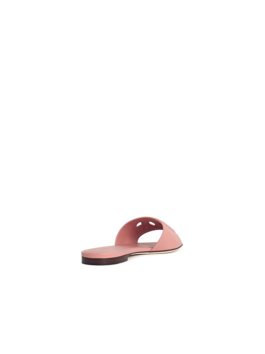 Dolce & Gabbana Pink Leather Slippers