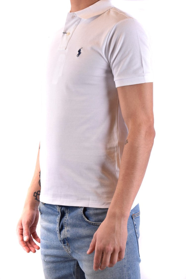 Polo Ralph Lauren Fitted White Polo Shirt With Embroidered Logo