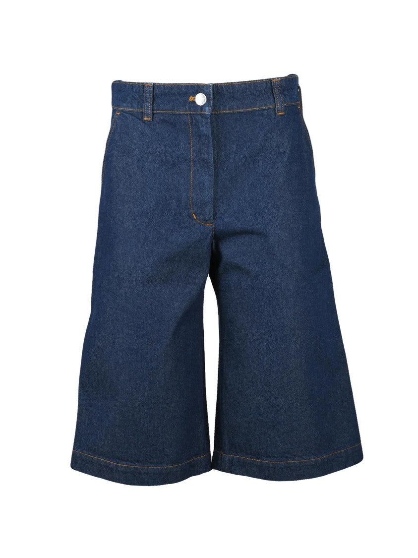 Maison Kitsuné Blue Cotton Denim Shorts