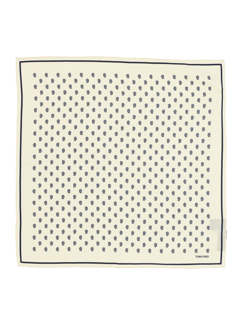 Tom Ford All-Over Print Pocket Square – Cream