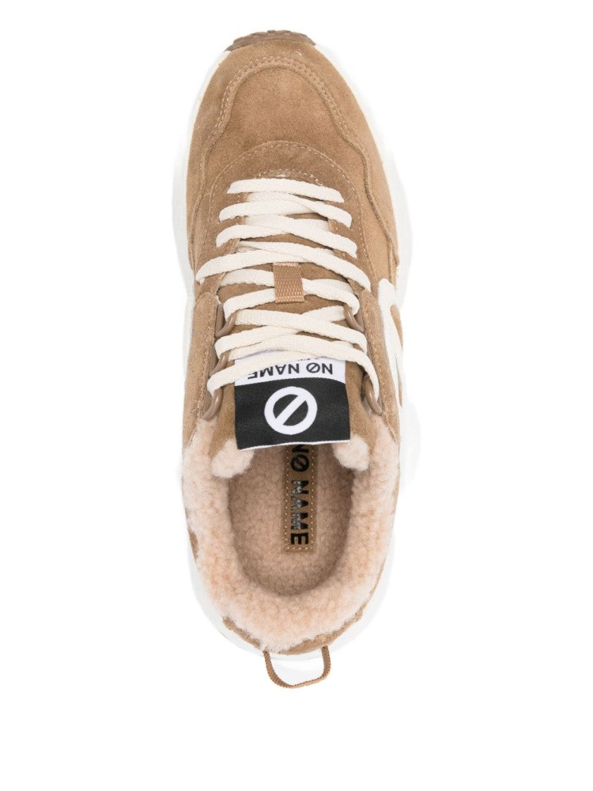 No Name Beige Suede Sneakers With Sole