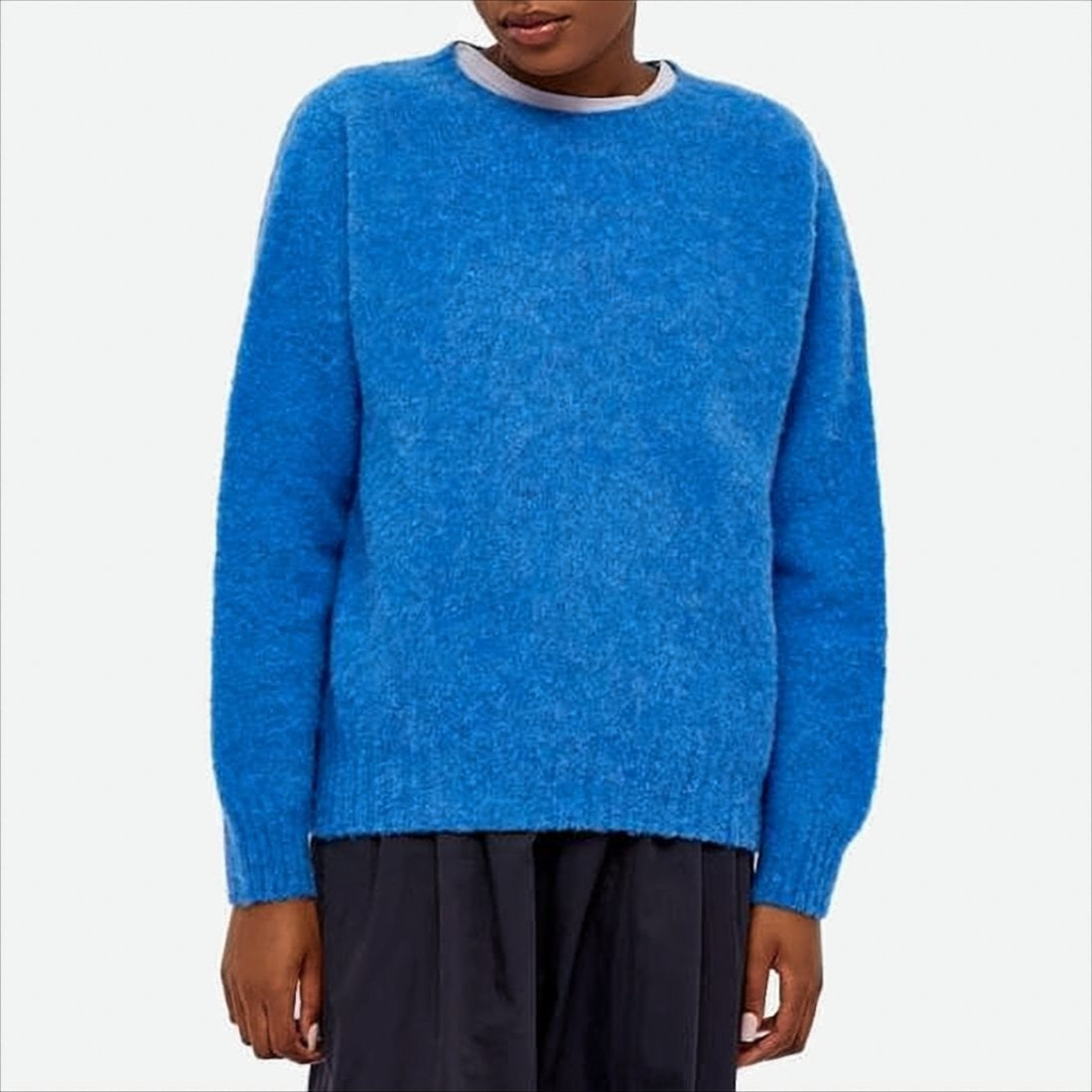 Howlin Fuzzy Texture Crew Neck Sweater In Vibrant Blue