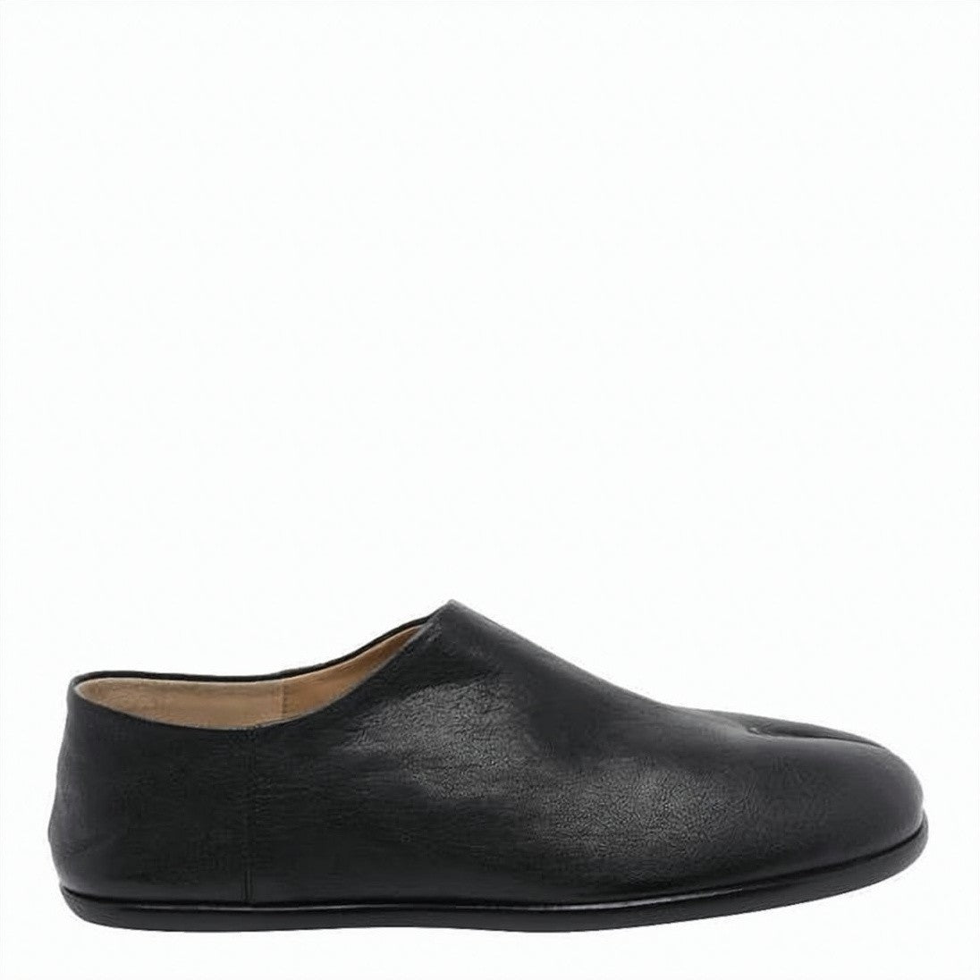 Maison Margiela Split-Toe Black Slip-On Shoes In Calf Leather And Lambskin