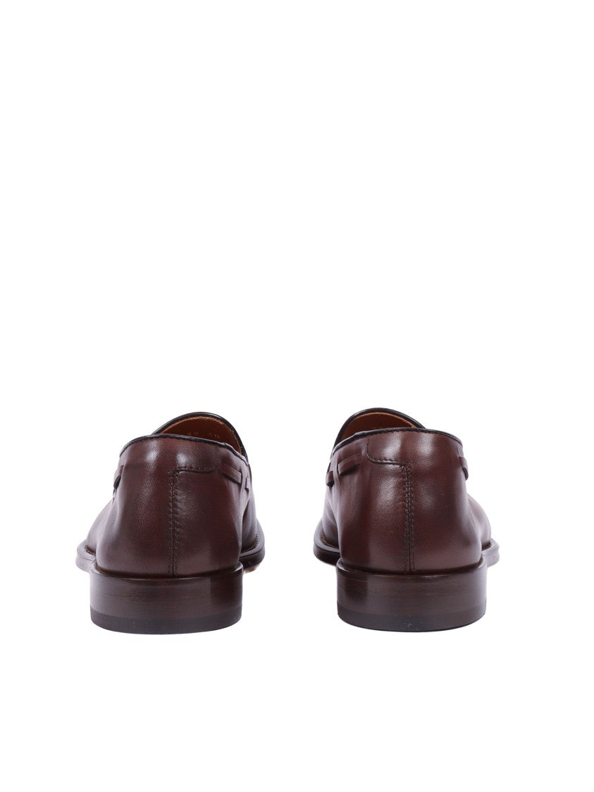 Doucal's Brown Adler Calfskin Tassel Loafers