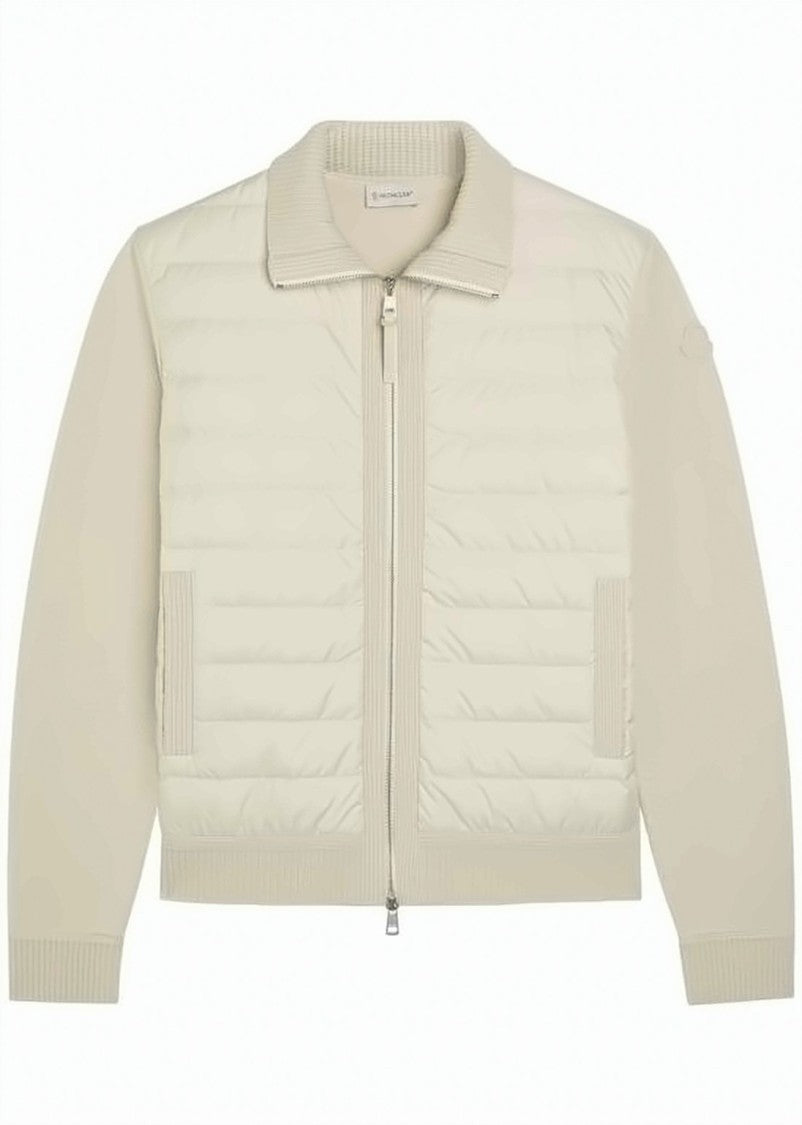 Moncler Quilted Padded Jacket With Wool Blend Sleeves