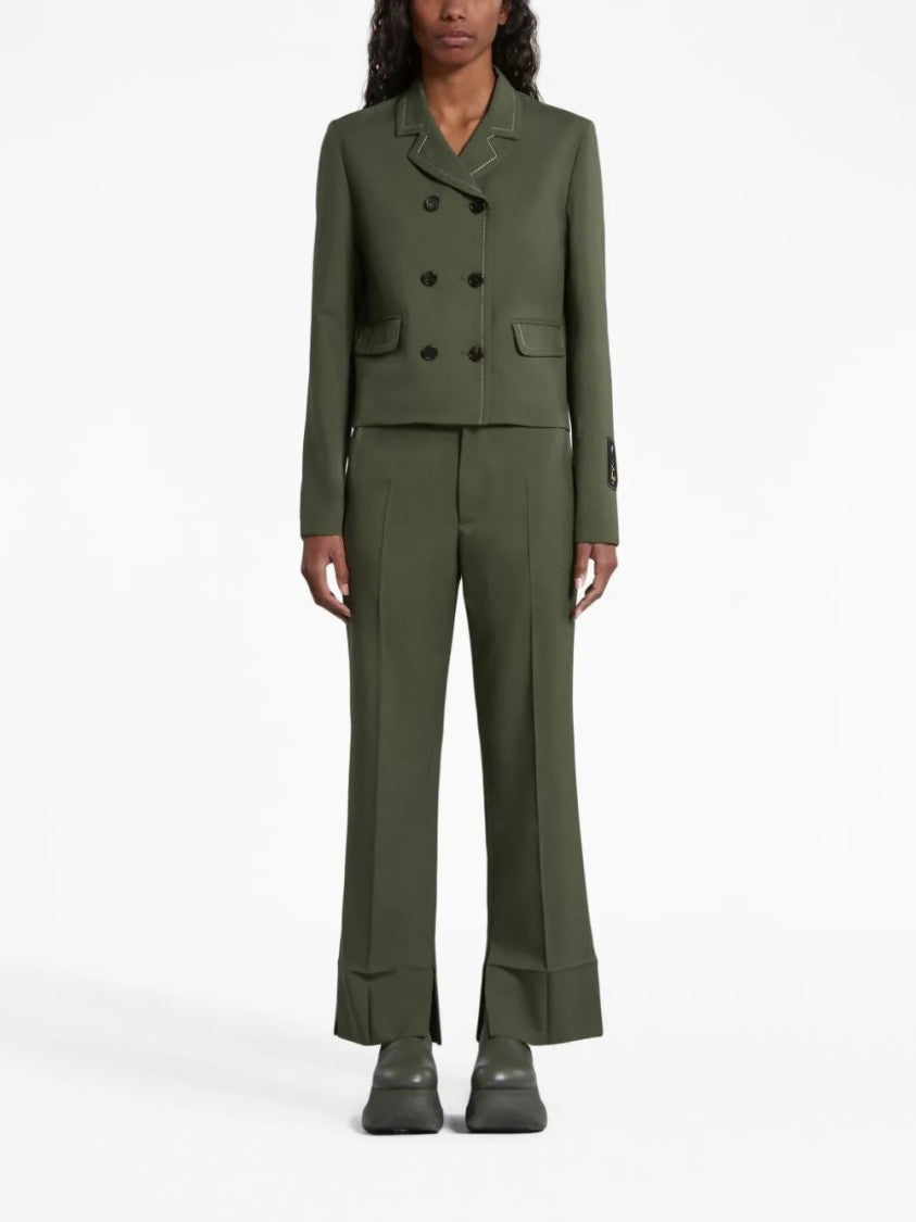 Marni Dark Green Virgin Wool Pants