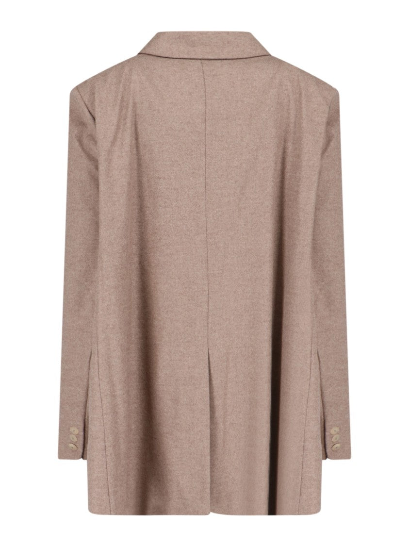 Niccolò Pasqualetti Double-Breasted Blazer In Beige Virgin Wool