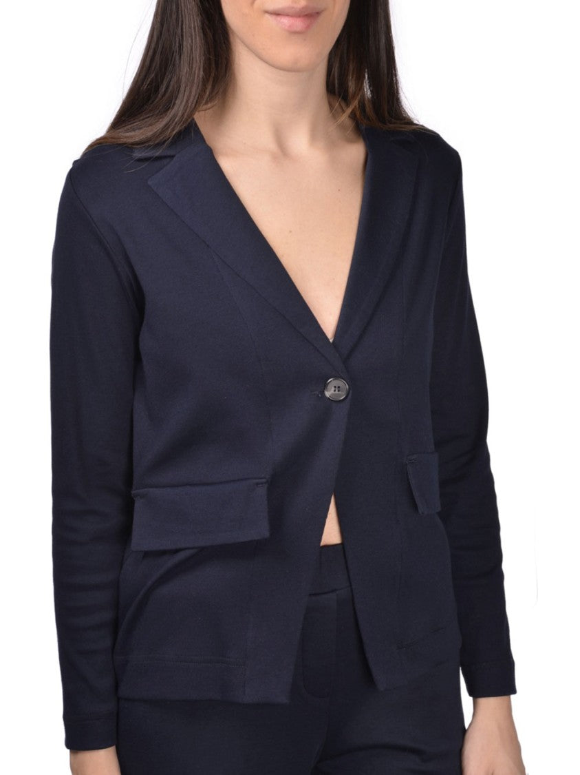 Gran Sasso Blue Giacchina Tailored Cotton V-Neck Jacket