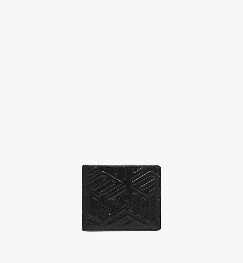 Mcm Bifold Wallet With Cubic Embossed Monogram Design