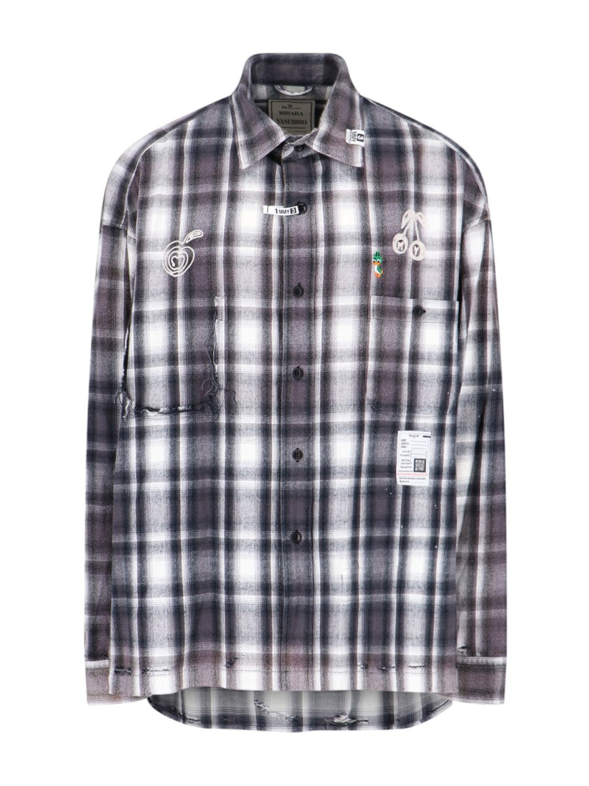 Maison Mihara Yasuhiro Vintage Check Cotton Shirt With Multicolor Embroidery