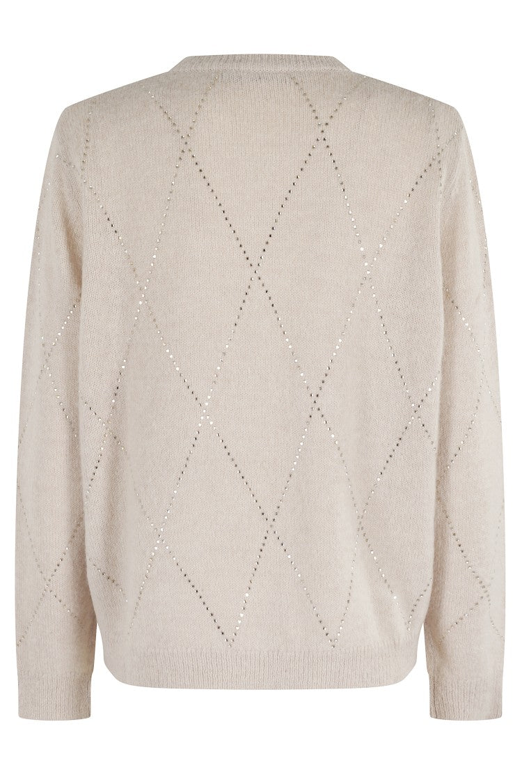 Seventy Beige Knit Sweater With Strass Embellishments