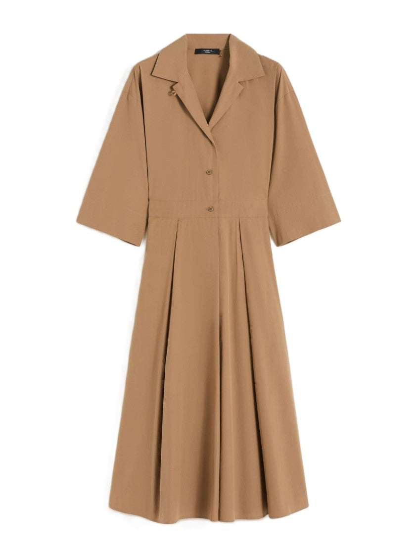 Max Mara Knee-Length Dress With Classic Collar And Pleated Skirt