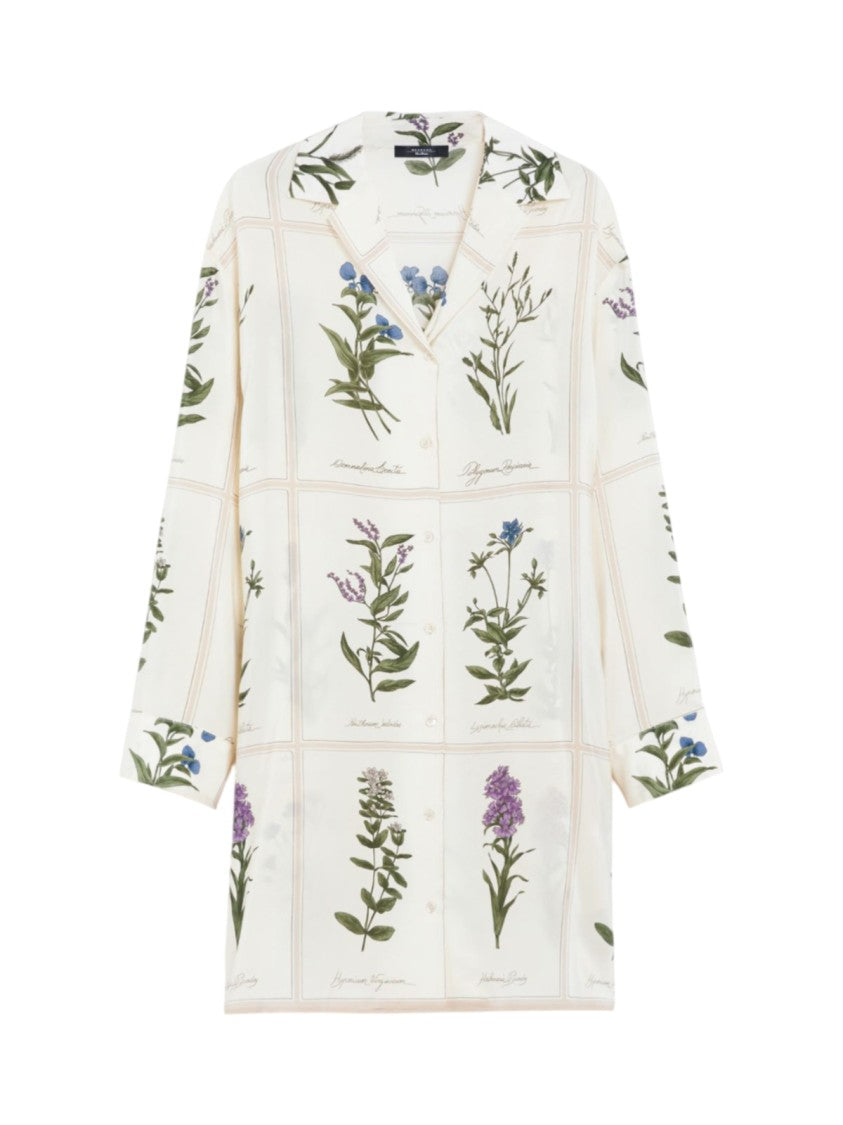 Max Mara Short Chemisier Dress In Pure Silk Crêpe De Chine