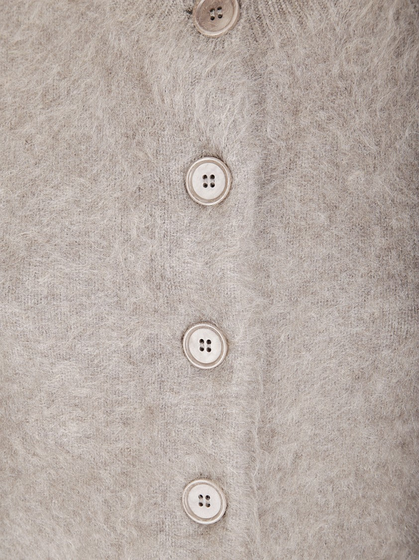 Lisa Yang Cropped Cashmere Cardigan With Contrasting Neckline And Button Closure