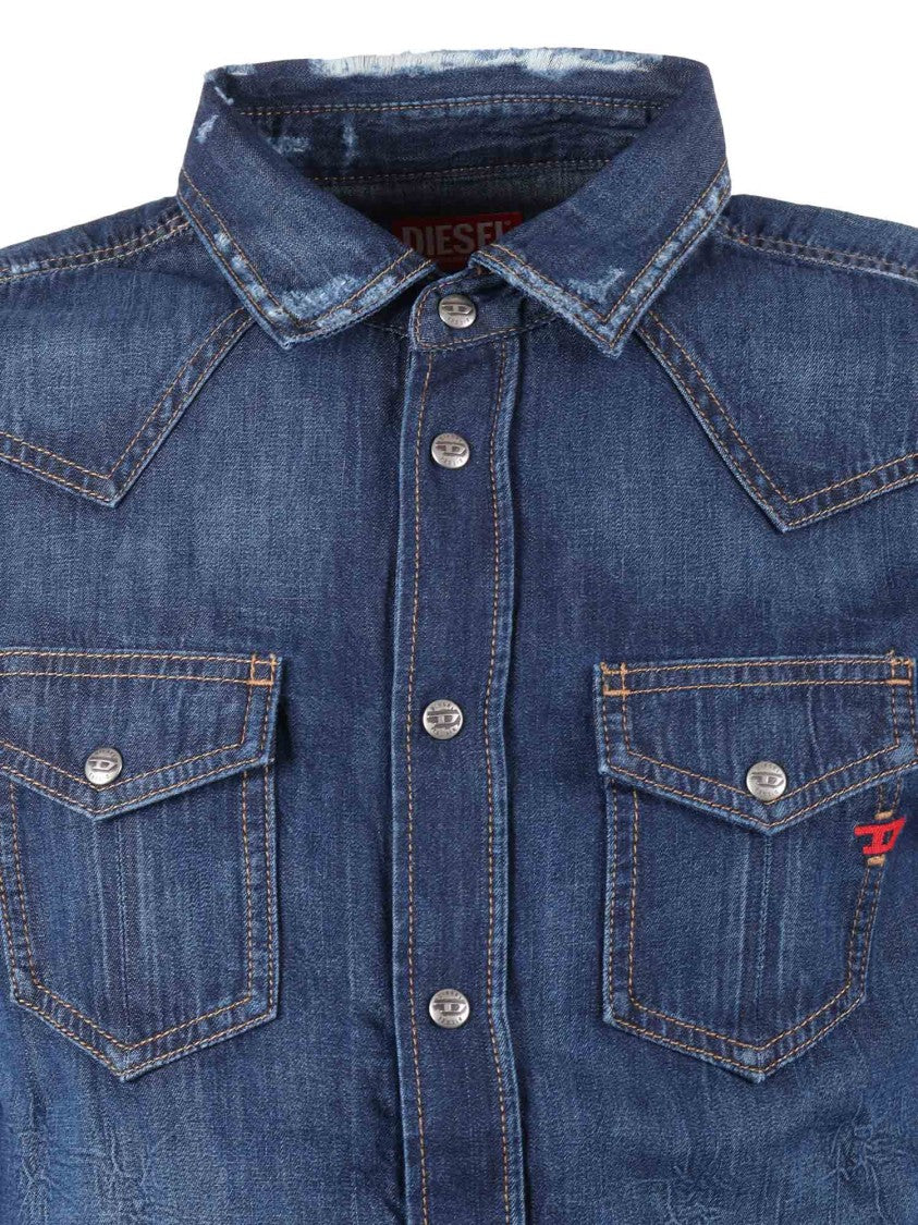 Diesel D-Vega Distressed Denim Shirt
