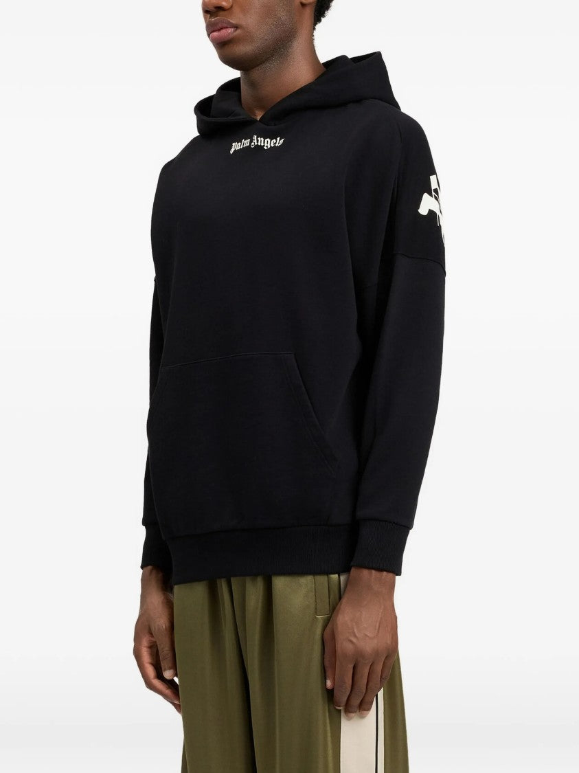 Palm Angels Black Classic Logo Over Cotton Hoodie