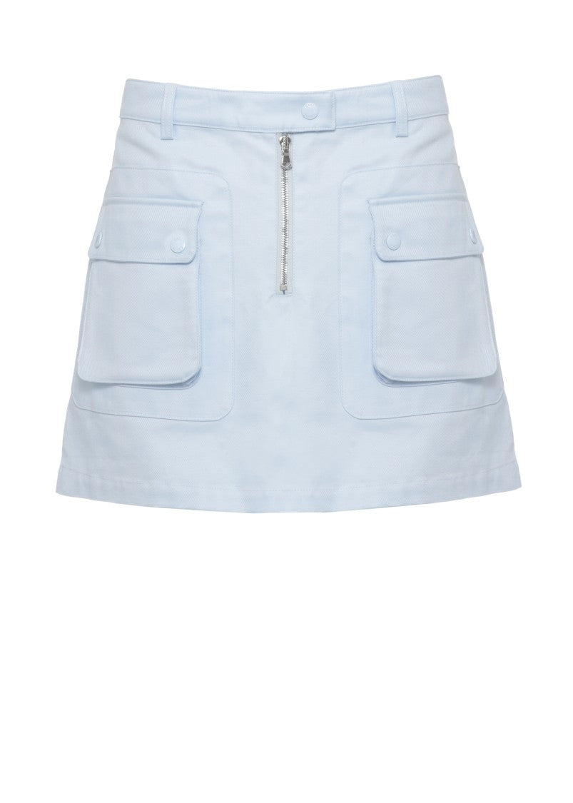Casablanca Structured Light Blue Cotton Mini Skirt With Flap Pockets