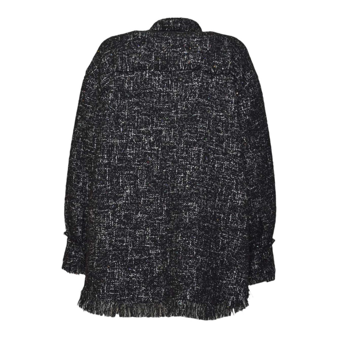 Msgm Textured Long-Sleeve Shirt Jacket With Fringed Edges