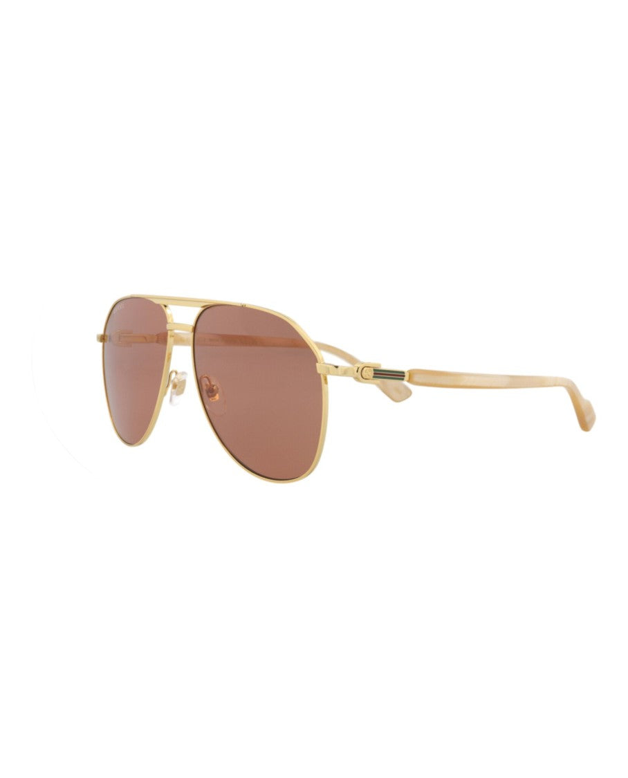 Gucci Aviator-Frame Metal Sunglasses