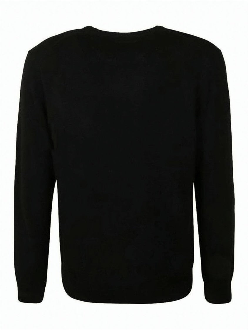 Polo Ralph Lauren Black Wool Sweater With Classic Crew Neckline And Ribbed Finish
