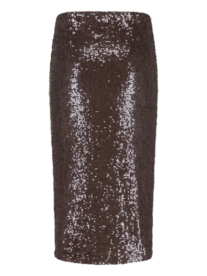 Parosh Brown Midi Sequin Skirt
