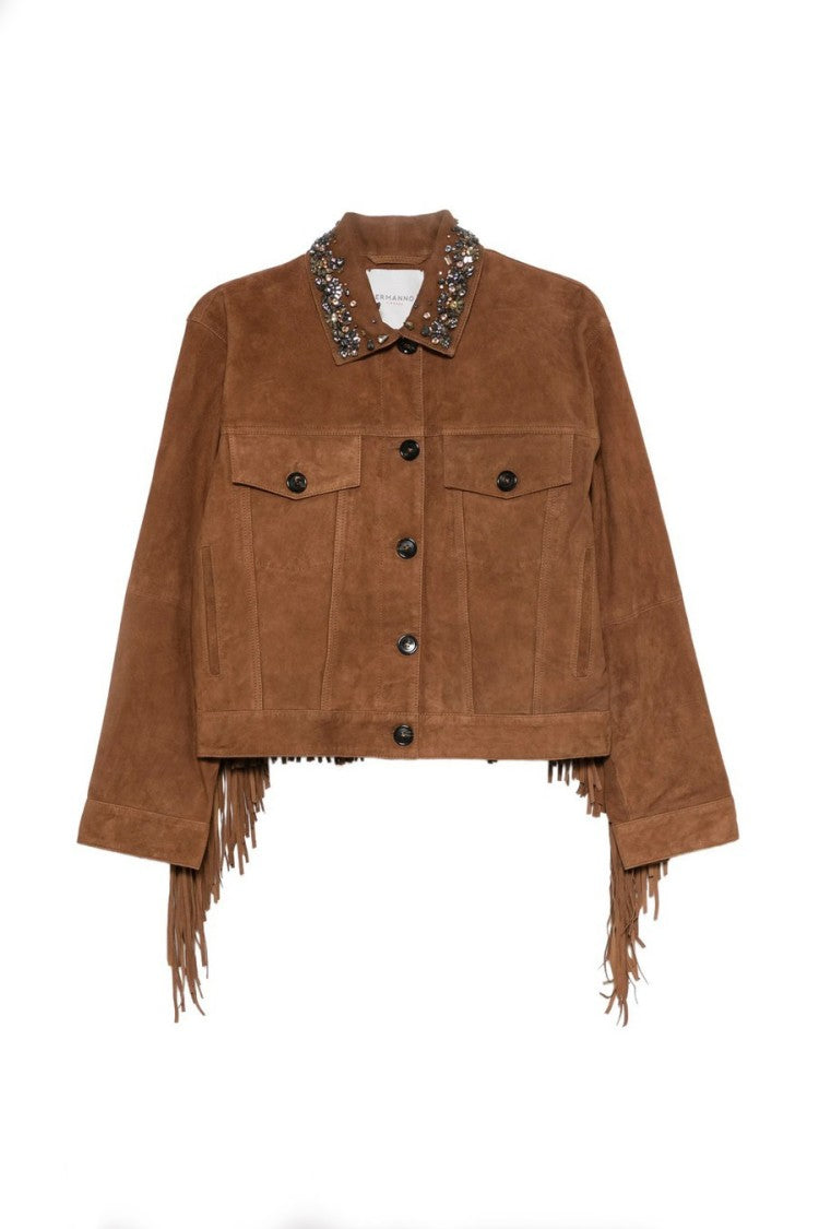 Ermanno Beige Technical Nylon Zip-Up Jacket
