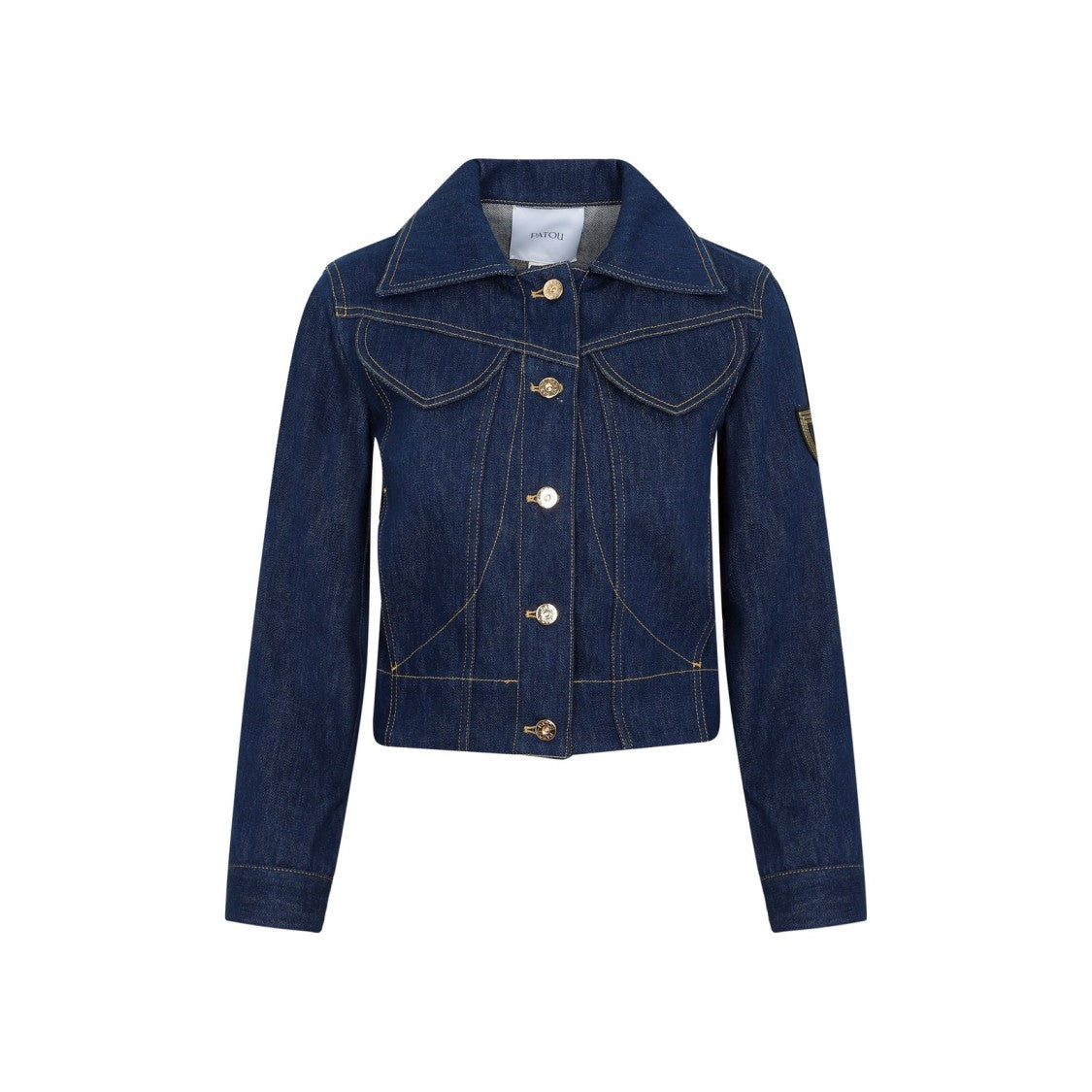 Patou Cropped Denim Jacket With Wide Collar