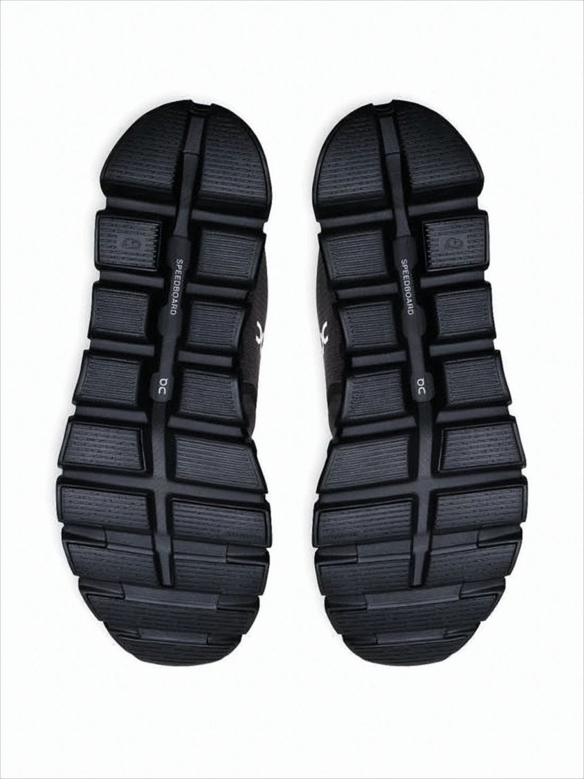 On Running Breathable Black Sneakers With Tpu Overlays