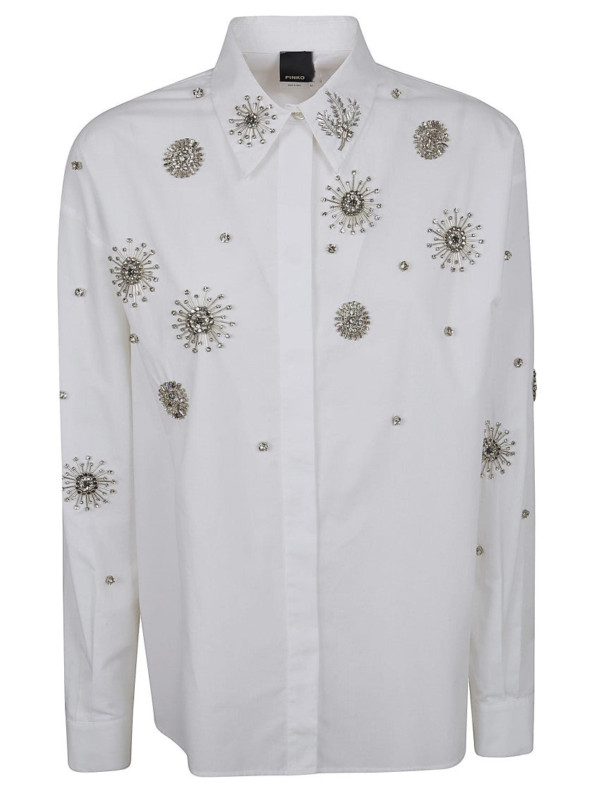Pinko Crystal Embroidered Poplin Shirt