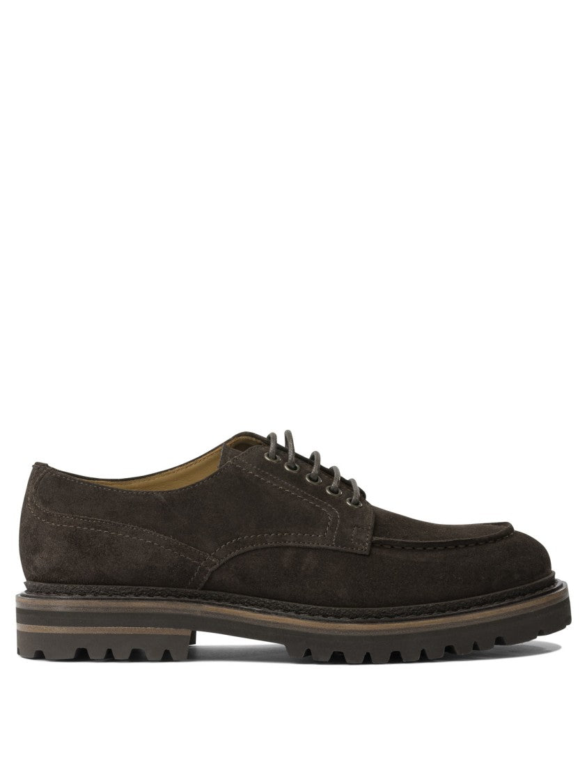 Henderson Baracco Suede Moc Toe Loafers With Rubber Lug Sole