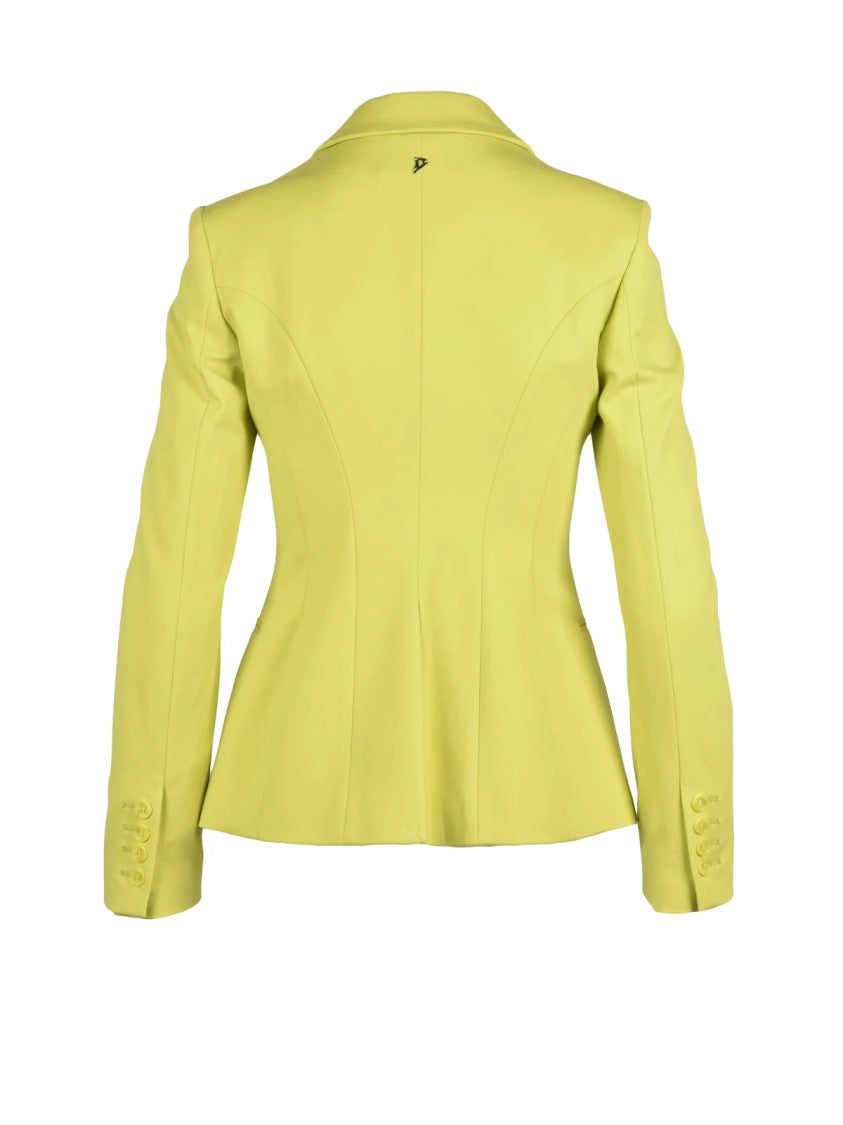 Dondup Green Viscose Polyamide Elastane Fitted Jacket