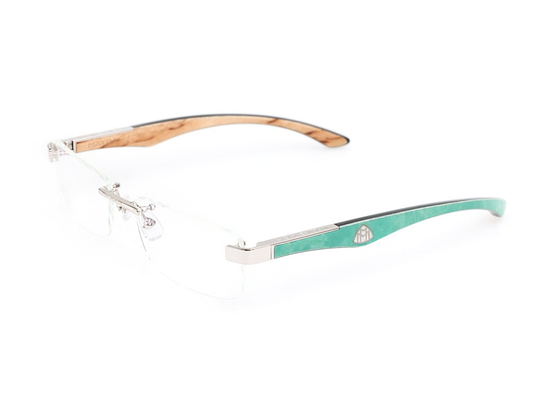 Maybach Turquoise The Artist Iii Wood Rimless Eyeglasses
